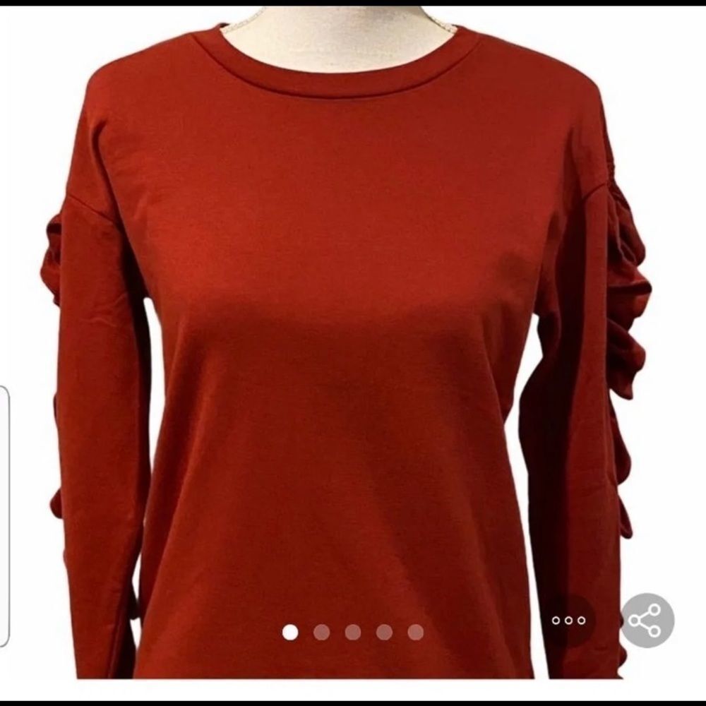 Free Generation Medium Rust Top long Sleeve with Ruffle detail on Sleeve